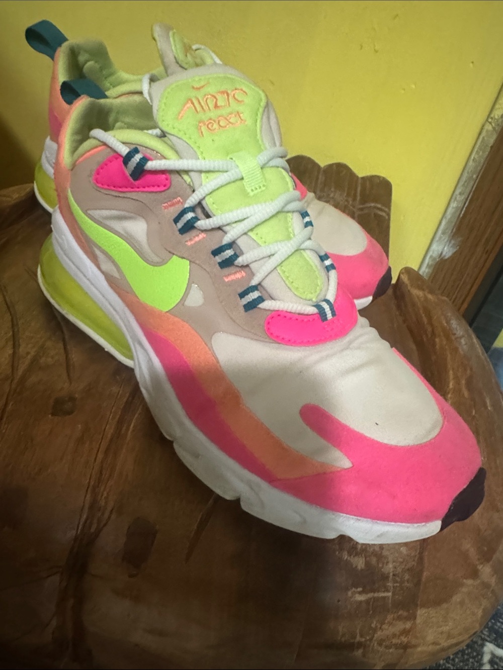 Nike Women's Neon Pink Lime React Sneakers